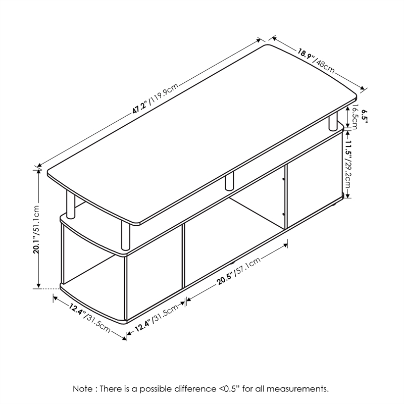 Furinno JAYA TV Stand Entertainment Center with Open Stainless Steel Tubes