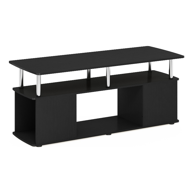 Furinno JAYA TV Stand Entertainment Center with Open Stainless Steel Tubes