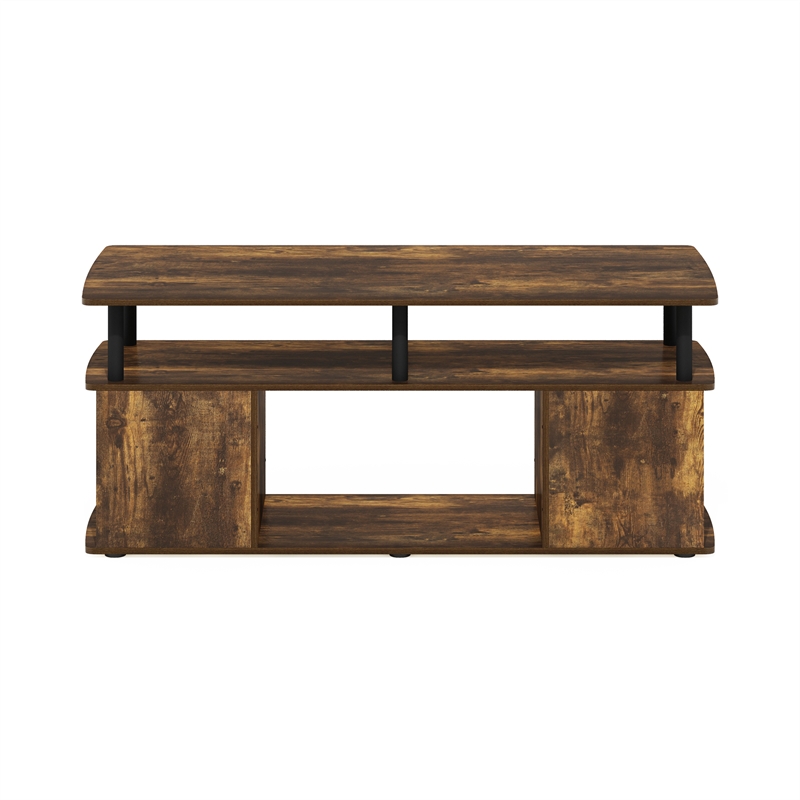 Furinno JAYA TV Stand Entertainment Center with Open Storage Amber Pine/Black