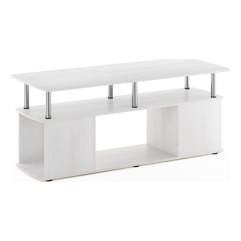 Furinno JAYA TV Stand Entertainment Center with Open Stainless Steel Tubes