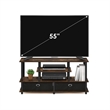 Furinno JAYA Large TV Stand for up to 55-Inch TV with Amber Pine/Black/Black