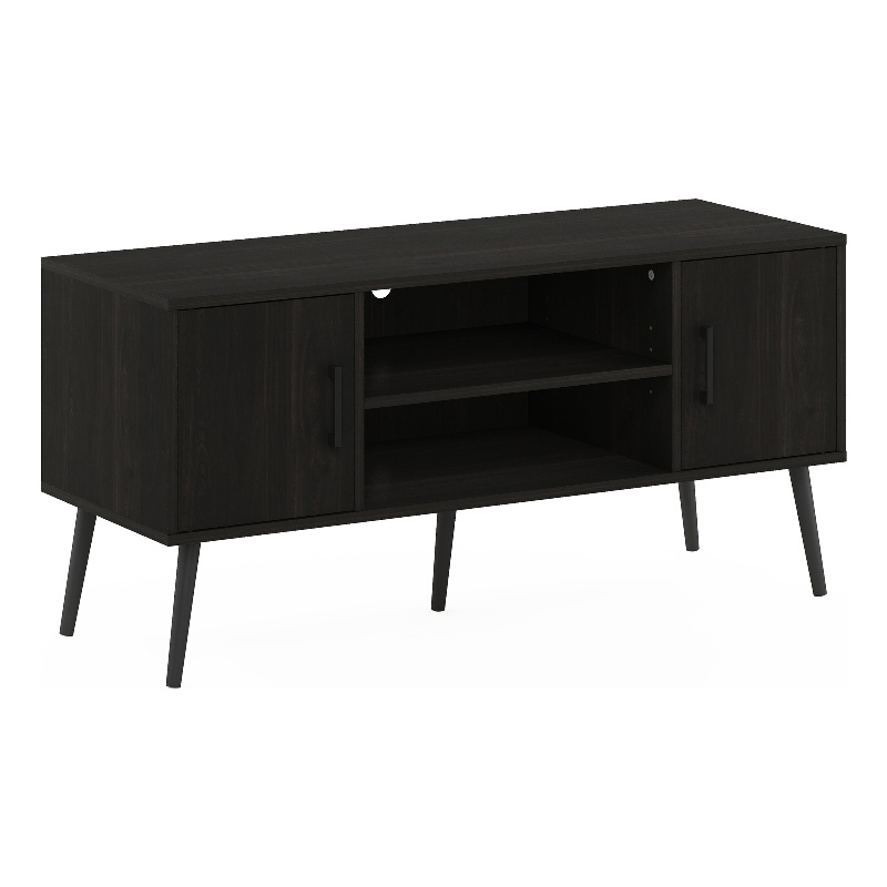 Furinno Claude Mid Century Style TV Stand with Wood Legs infor TV Size Espresso