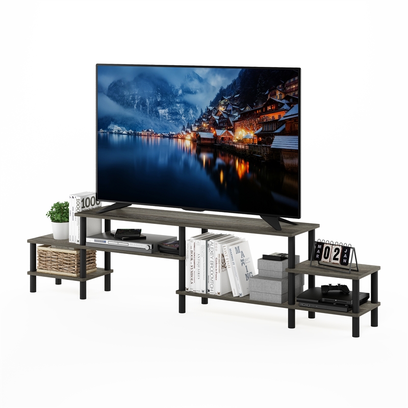 Furinno TURN-N-TUBE Grand Entertainment Center for TV up to 60 French Oak/Black