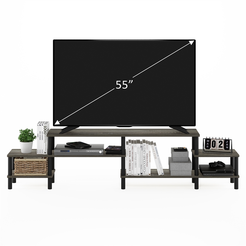 Furinno TURN-N-TUBE Grand Entertainment Center for TV up to 60 French Oak/Black
