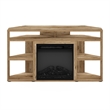 Furinno JENSEN Corner TV Stand with Fireplace for TV up to 55 Flagstaff Oak