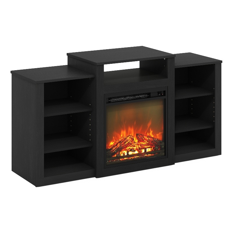 Furinno JENSEN TV Stand with Electric Fireplace for TV up to 55&quot Americano