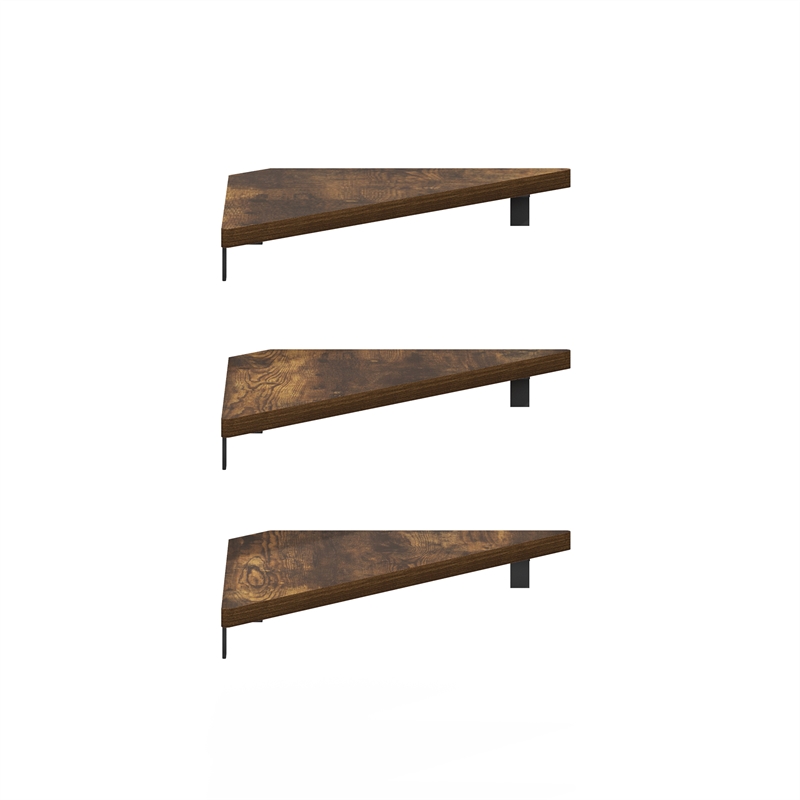 Furinno ROSSI Triangle Corner Floating Shelves in Wall Mount Display Set of 3