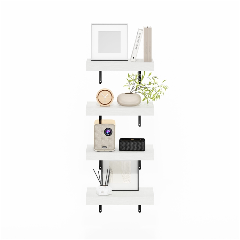 Furinno TANNA 15-Inch Wall Mounted Floating Display Shelves in White Set of 4