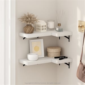 Furinno TANNA 15-Inch Wall Mounted Floating Display Shelves in White Set of 4