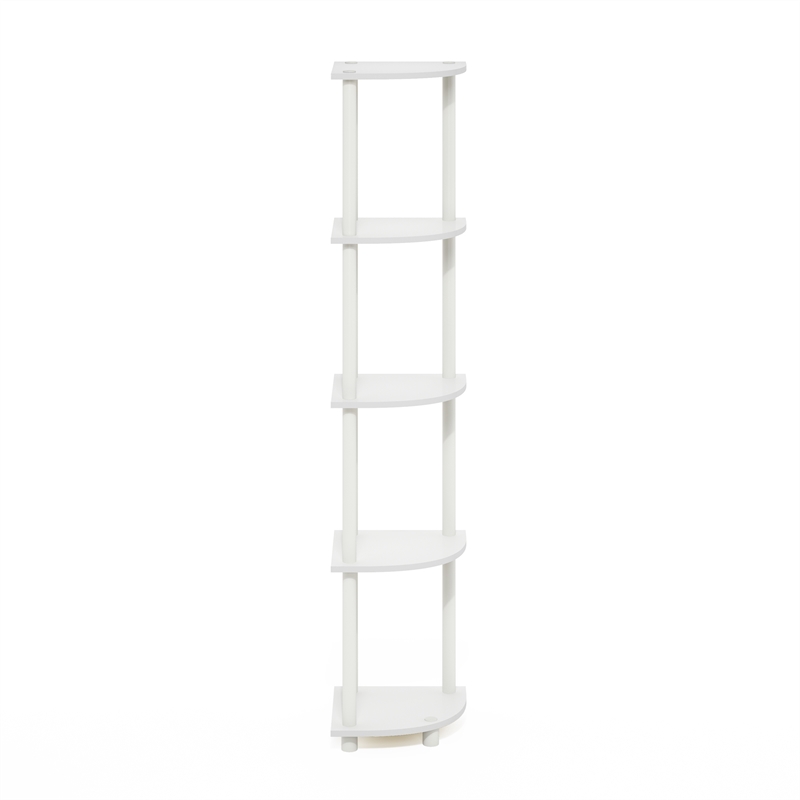 Furinno TURN-N-TUBE 5 Tier Corner Display Rack Multipurpose Shelving White/White