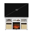 Furinno JENSEN Fireplace TV Entertainment Center with Open Storage Solid White