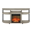 Furinno JENSEN Open Storage Curved Entertainment Center Stand French Oak Grey