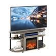 Furinno JENSEN Open Storage Curved Entertainment Center Stand French Oak Grey