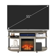 Furinno JENSEN Open Storage Curved Entertainment Center Stand French Oak Grey