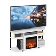 Furinno JENSEN Open Storage Curved Entertainment Center Stand with Solid White