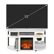 Furinno JENSEN Open Storage Curved Entertainment Center Stand with Solid White