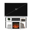 Furinno JENSEN Open Storage Corner Fireplace TV Entertainment Solid White/Black