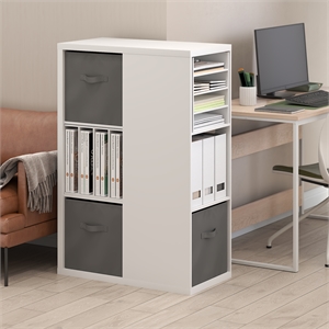 Furinno VIOLA 3-Tier Bookshelf Storage Organizer with Bins in White