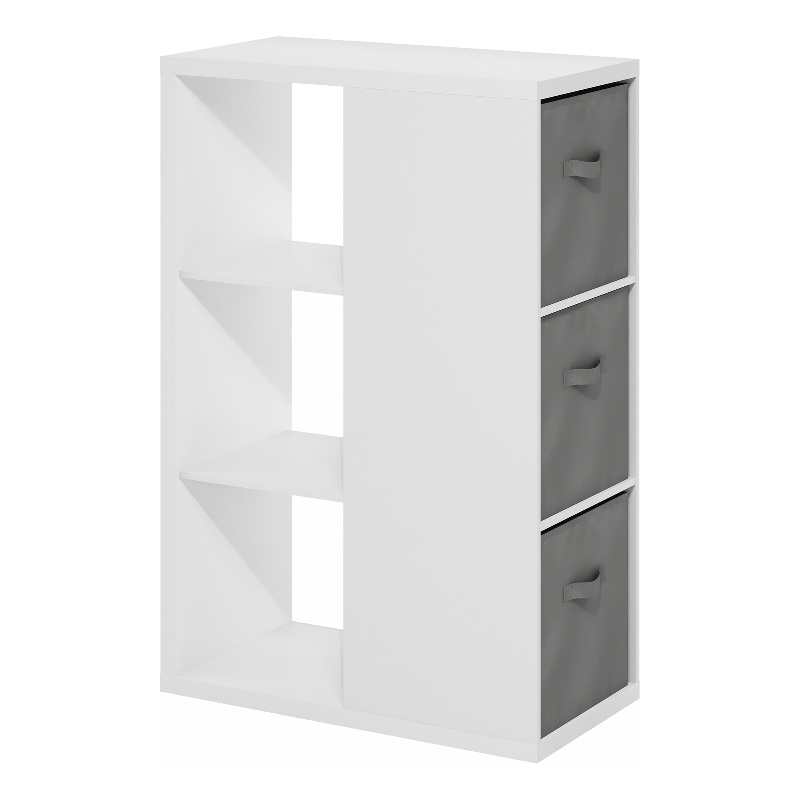 Furinno VIOLA 3-Tier Bookshelf Storage Organizer with Bins in White
