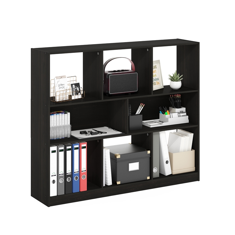 Furinno DALY 8-Cube 3 Tier Bookshelf Organizer 47 Width in Espresso