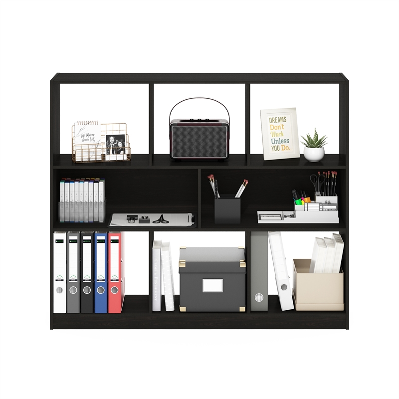 Furinno DALY 8-Cube 3 Tier Bookshelf Organizer 47 Width in Espresso