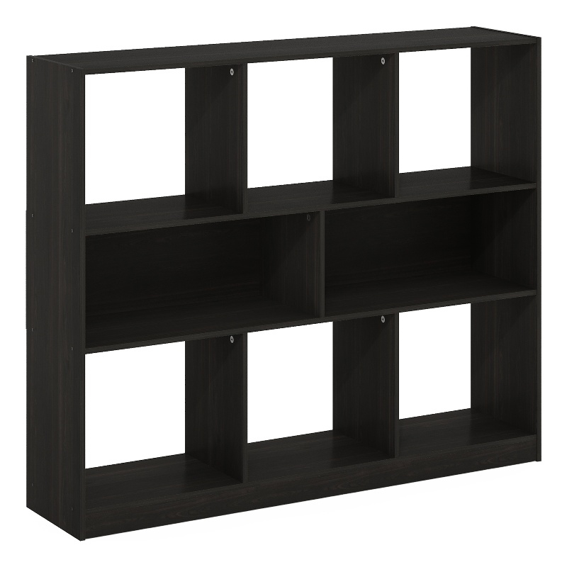 Furinno DALY 8-Cube 3 Tier Bookshelf Organizer 47 Width in Espresso