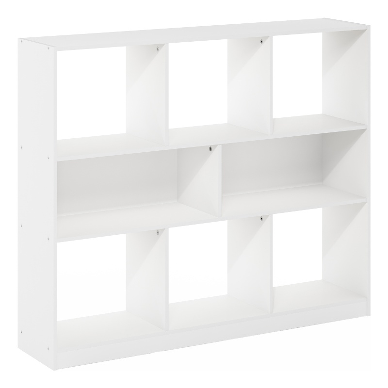 Furinno DALY 8-Cube 3 Tier Bookshelf Organizer 47 Width in White