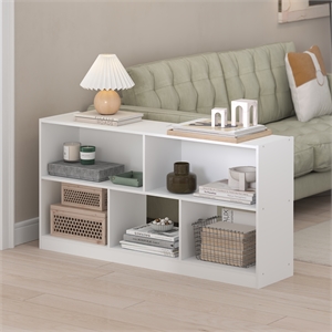 Furinno DALY 5-Cube 2 Tier Bookshelf Organizer 47 Width in White