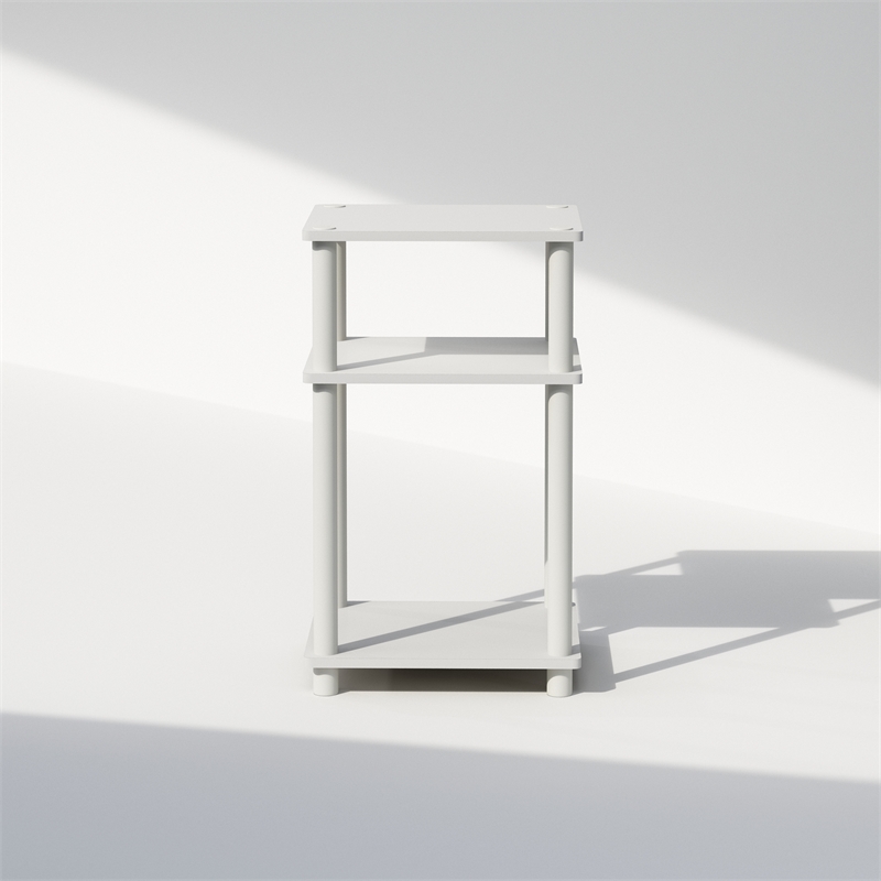 Furinno JUST 3-Tier Turn-N-Tube End Table in 1-Pack in White