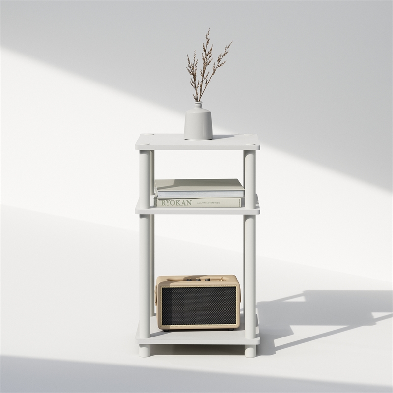 Furinno JUST 3-Tier Turn-N-Tube End Table in 1-Pack in White