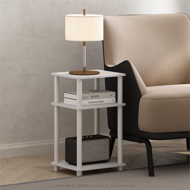 Furinno JUST 3-Tier Turn-N-Tube End Table in 1-Pack in White
