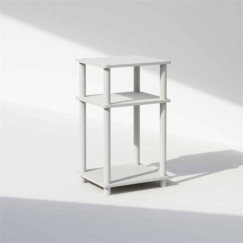 Furinno JUST 3-Tier Turn-N-Tube End Table in 1-Pack in White
