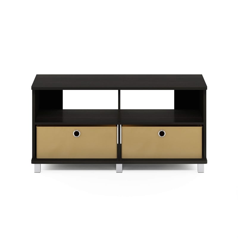 Furinno ANDREY Entertainment Center with Bin Drawers in Dark Espresso