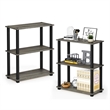 Furinno TURN-S-TUBE 3-Tier Shelf Display Rack in French Oak Set of 2