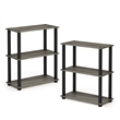 Furinno TURN-S-TUBE 3-Tier Shelf Display Rack in French Oak Set of 2