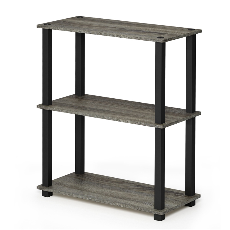Furinno TURN-S-TUBE 3-Tier Shelf Display Rack in French Oak Set of 2