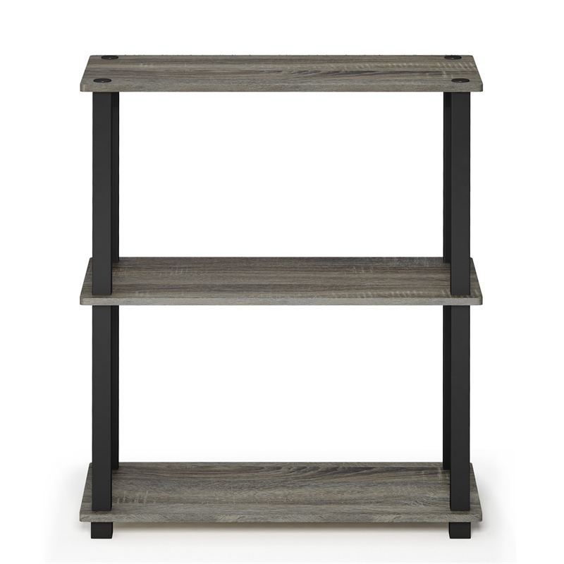 Furinno TURN-S-TUBE 3-Tier Shelf Display Rack in French Oak Set of 2