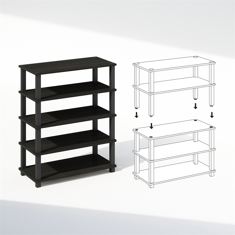 Furinno TURN-S-TUBE 3-Tier Stackable Shoe Rack in Espresso Set of 2