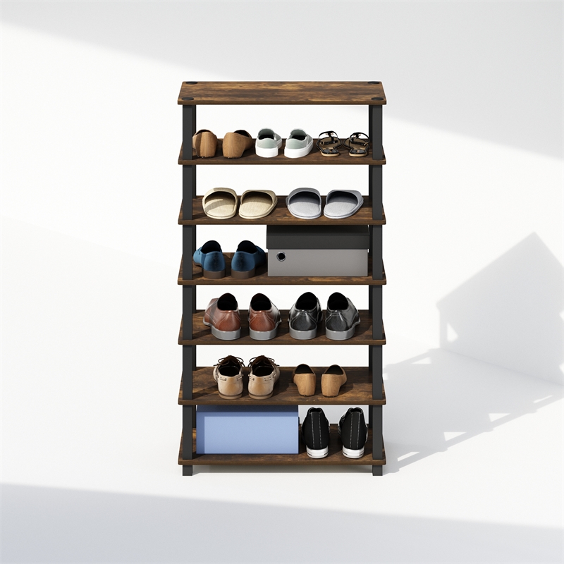 Furinno TURN-S-TUBE 4-Tier Shoe Rack in Amber Pine Set of 2