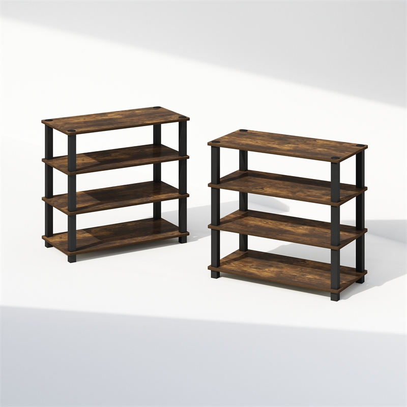 Furinno TURN-S-TUBE 4-Tier Shoe Rack in Amber Pine Set of 2