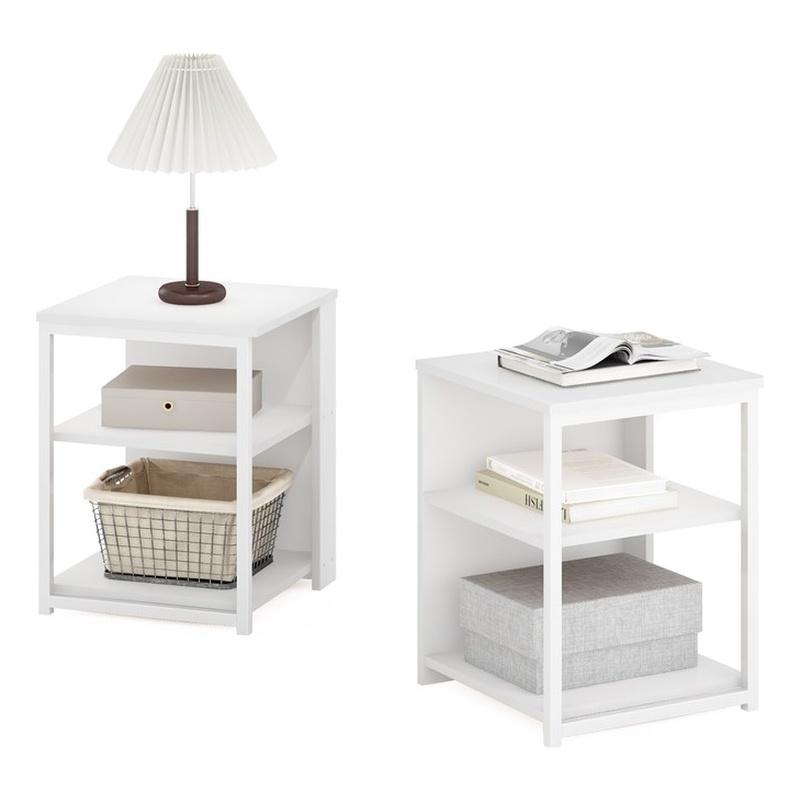 Furinno CAMNUS End Table in Set of 2 Solid White