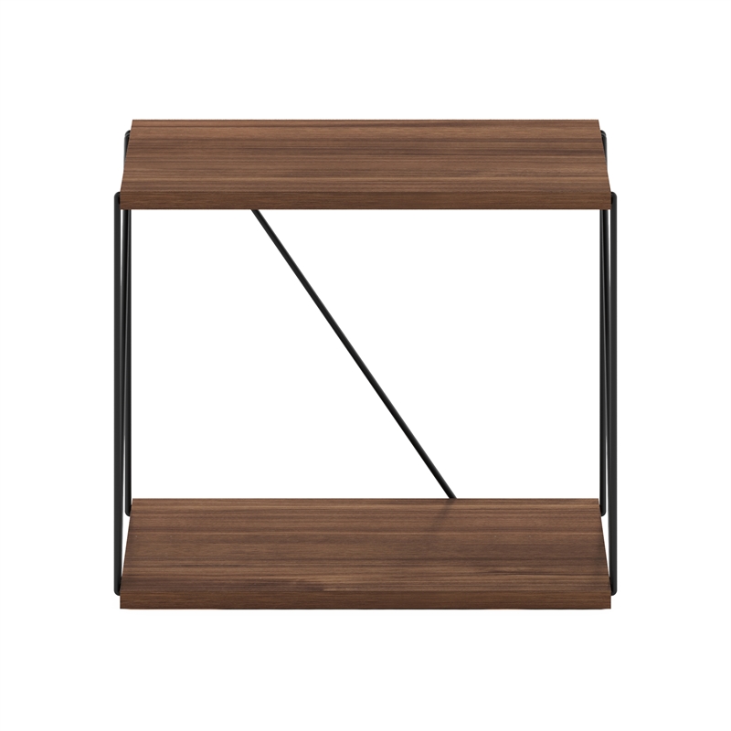 Furinno Rata Industrial Side Table   in Columbia Walnut