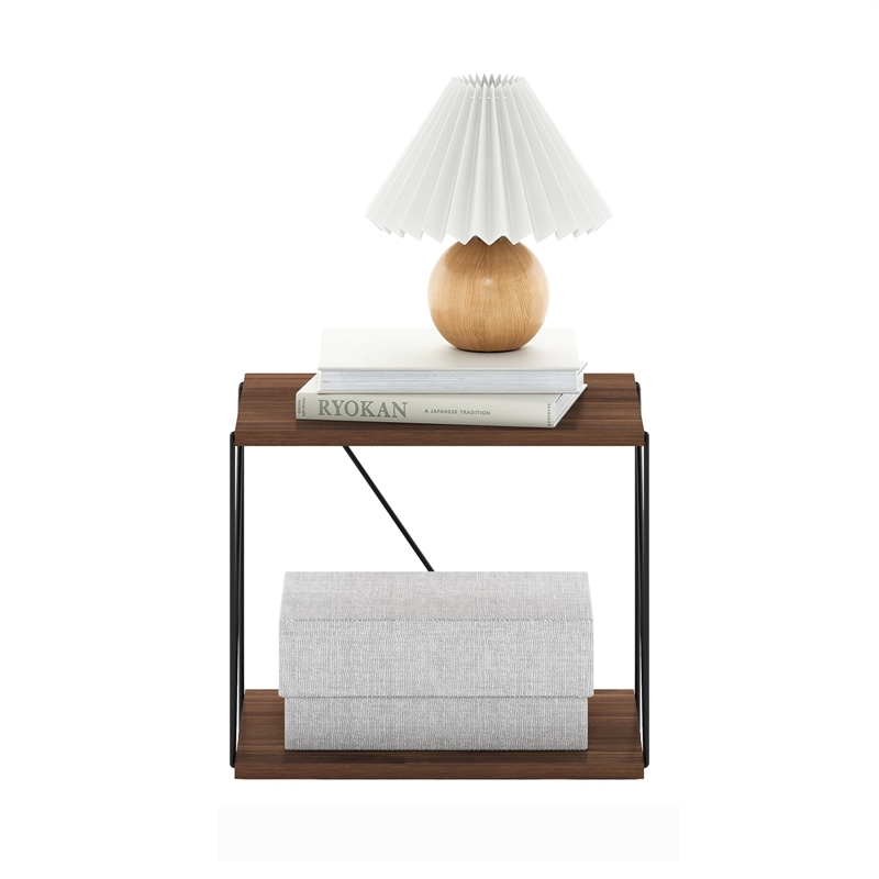 Furinno Rata Industrial Side Table   in Columbia Walnut