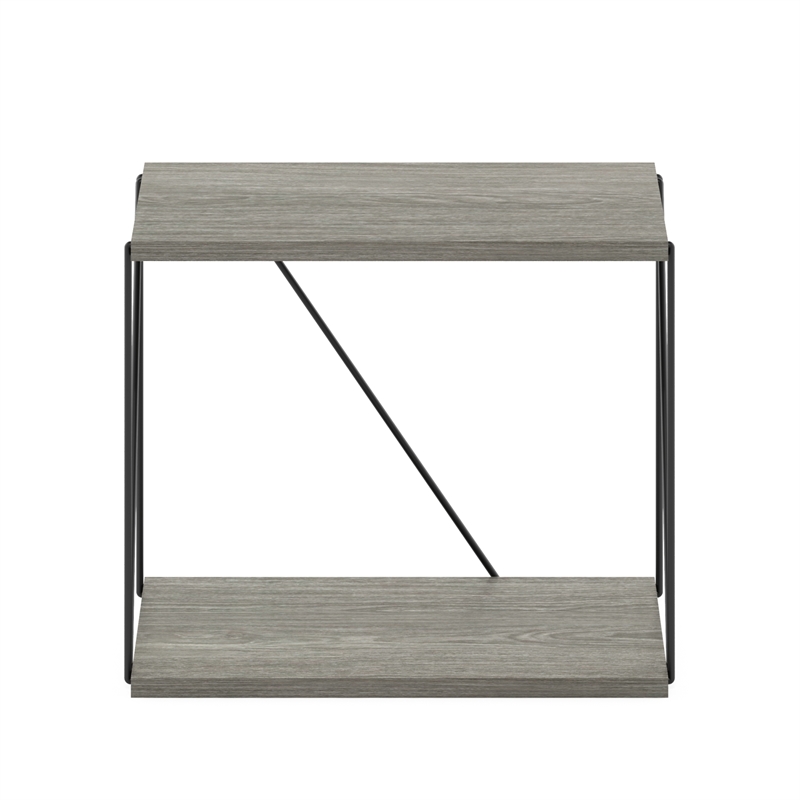 Furinno Rata Industrial Multipurpose Flat Base Side Table   in French Oak Grey