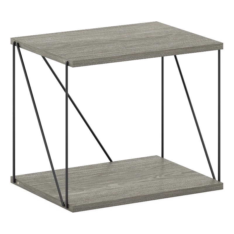 Furinno Rata Industrial Multipurpose Flat Base Side Table   in French Oak Grey