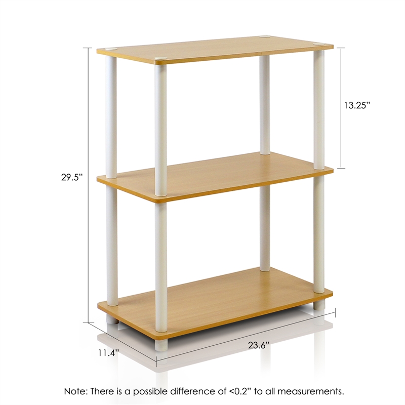 Furinno TURN-N-TUBE 3-Tier Shelf Display Rack in Beech Set of 2
