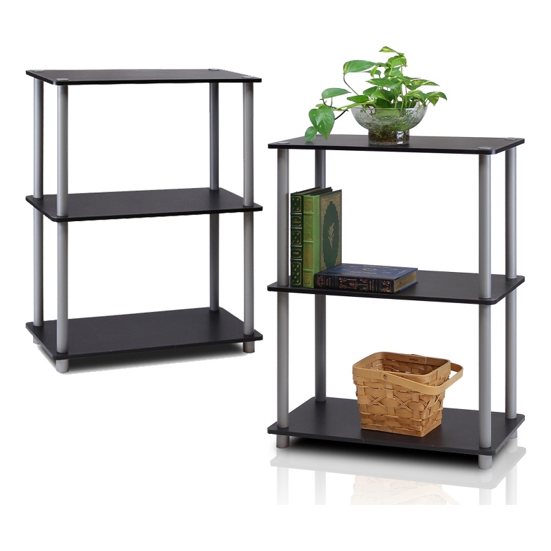Furinno TURN-N-TUBE 3-Tier Shelf Display Rack in Black Set of 2