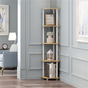 Furinno TURN-N-TUBE 5 Tier Corner Display Rack in Beech Set of 2