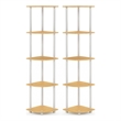 Furinno TURN-N-TUBE 5 Tier Corner Display Rack in Beech Set of 2