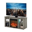 Furinno JENSEN TV Stand with Fireplace in French Oak Grey